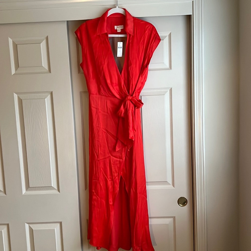 Maeve Bright Red Wrap Maxi with Tie Waist